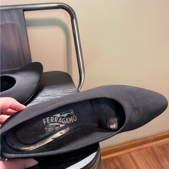 Salvatore Ferragamo Jet Black NELLA Nylon Wedge Loafer Size 10 - Picture 13 of 14